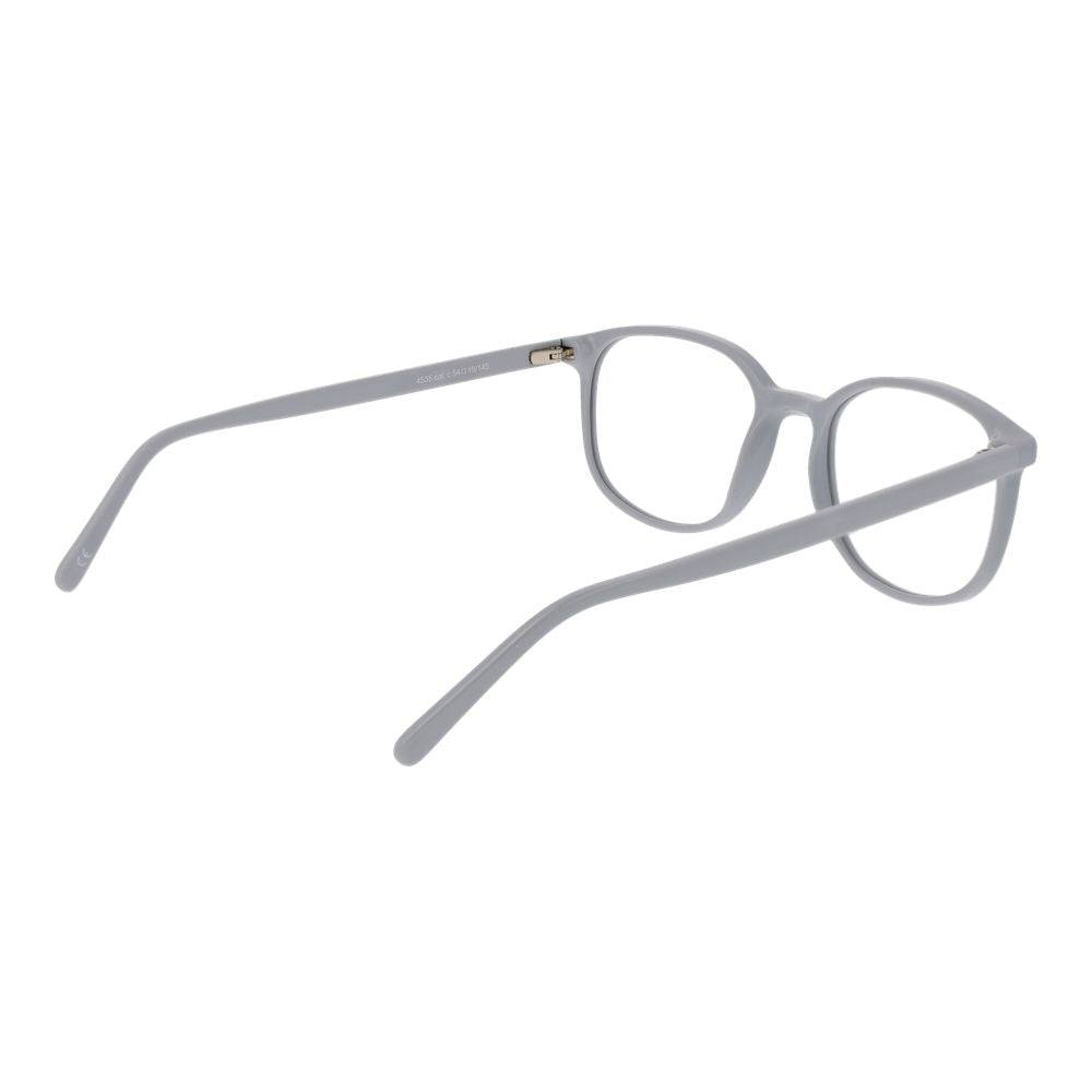 Andy Wolf Gray Unisex Glasses Frame made of acetate with full-rim panto style, shown in a side view with demo lenses.