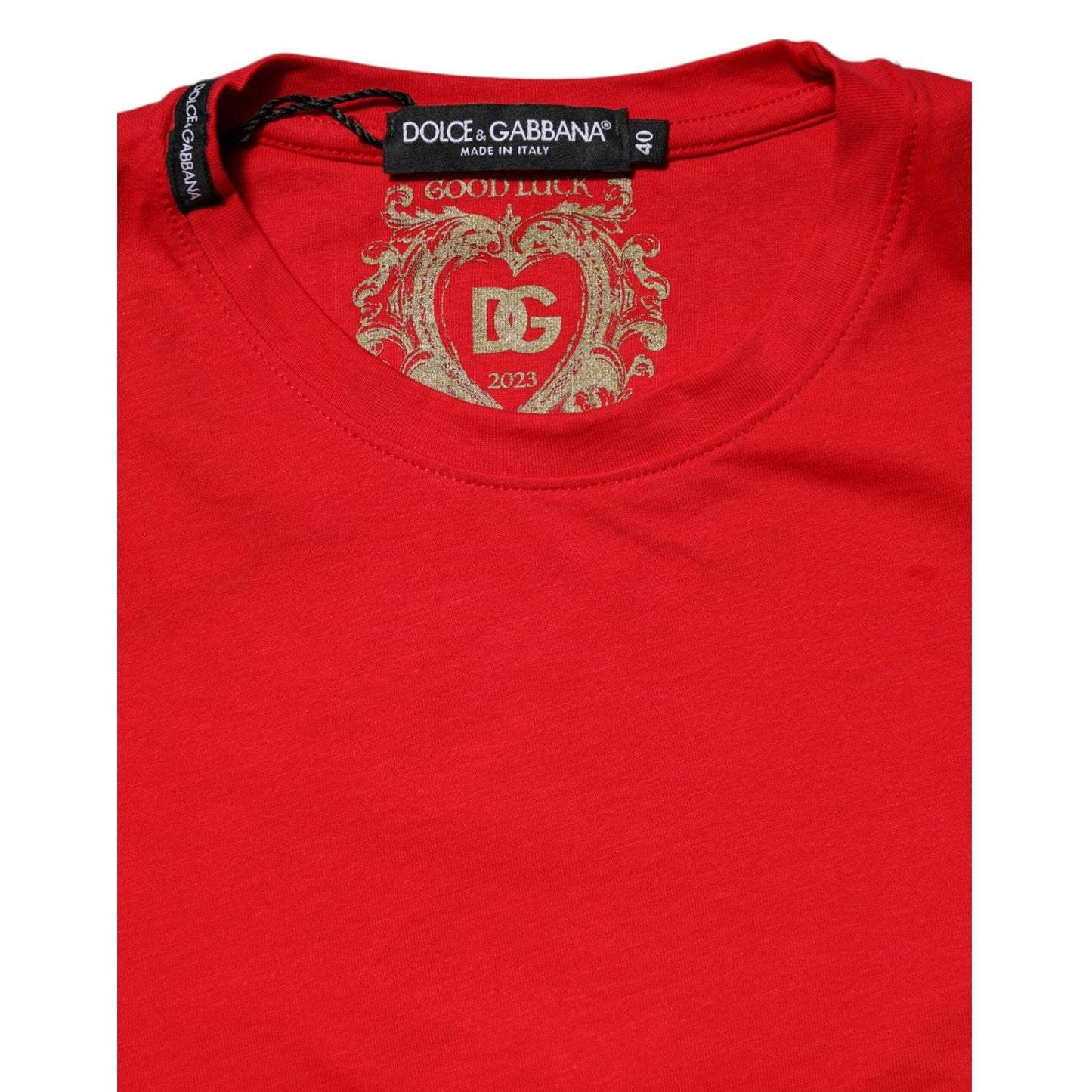 Dolce & Gabbana Red Cotton Crew Neck Short Sleeves T-shirt TSH90711-46