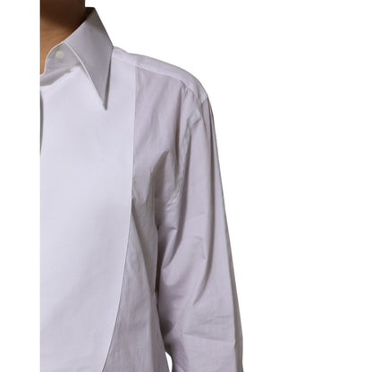Dolce & Gabbana White Cotton Collared Long Sleeves Shirt Top