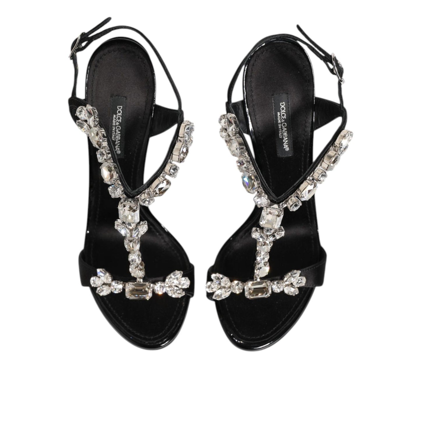 Dolce & Gabbana Black Keira Crystals Heels Sandals Shoes