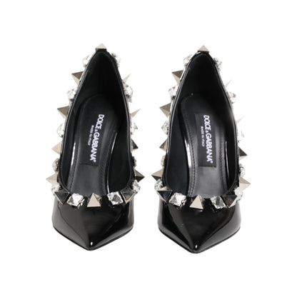 Dolce & Gabbana Black Crystals Studs Stiletto Pumps Shoes