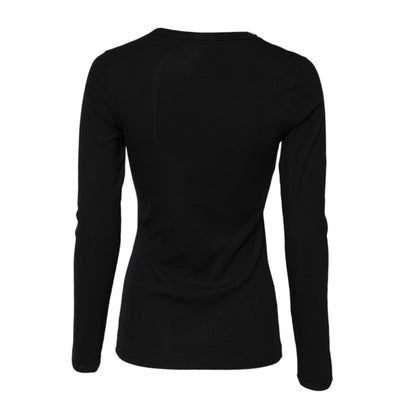 Dolce & Gabbana Black Cotton Knit Round Neck Long Sleeves T-shirt