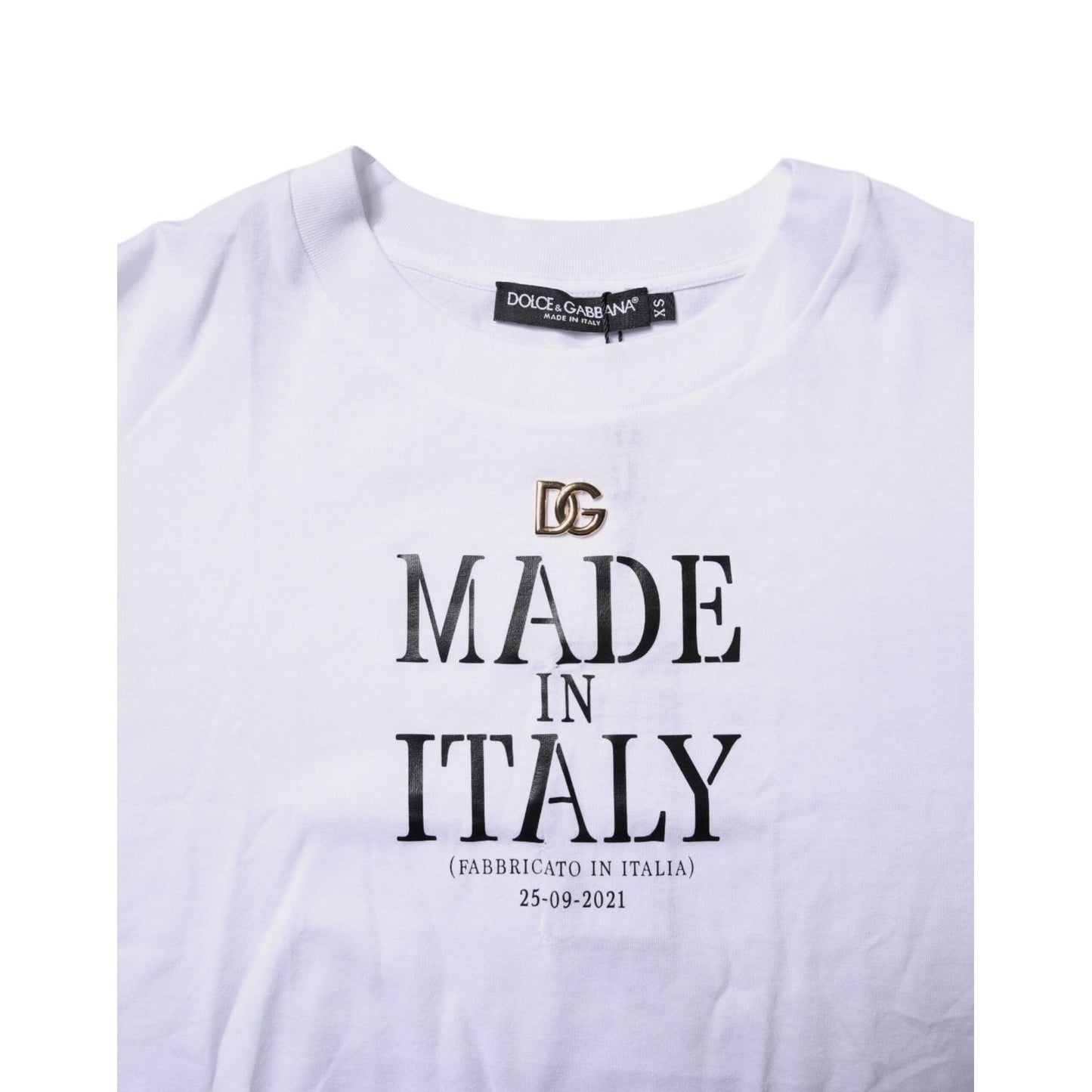 Dolce & Gabbana White Short Sleeves DG Logo Print Top T-shirt