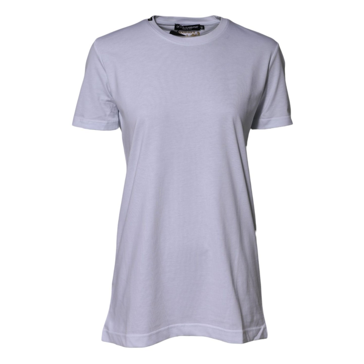 Dolce & Gabbana White Cotton Goodluck 2023 Crew NeckT-shirt