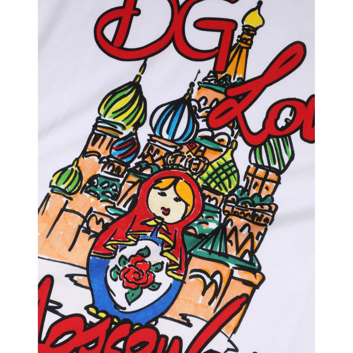 Dolce & Gabbana White DG Loves Moscow Cotton Crew Neck T-shirt