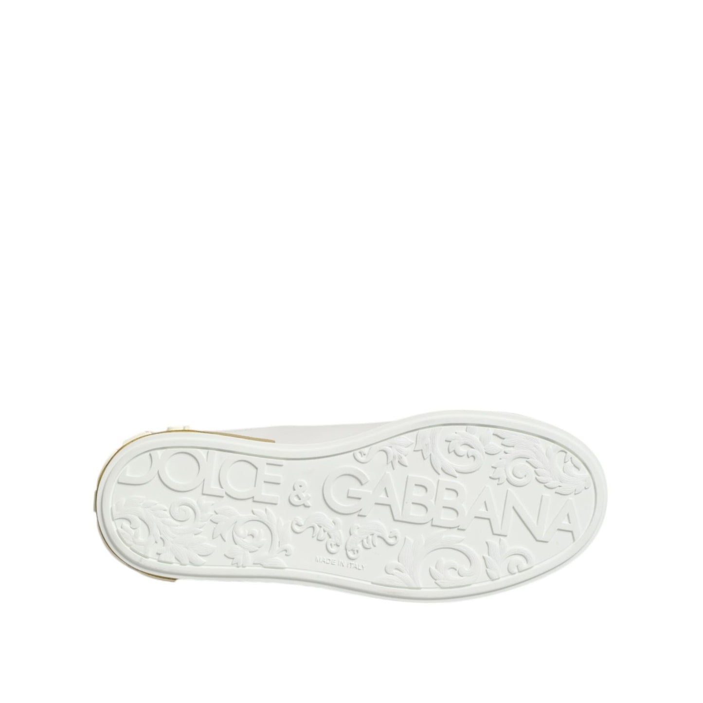 Dolce & Gabbana White Yellow Leather Low Top Sneakers Shoes