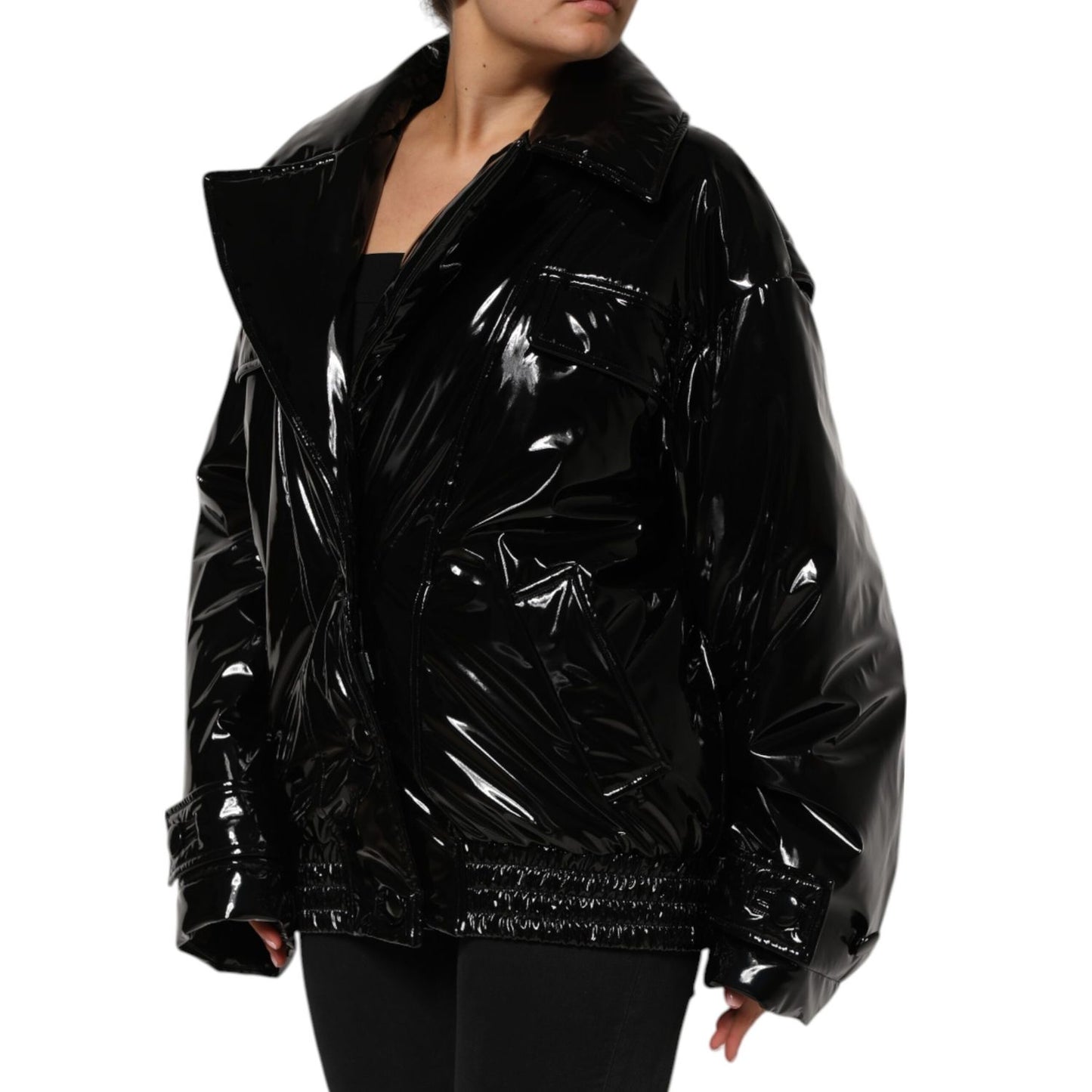 Dolce & Gabbana Polyester Black Quilted Puffer Coat Jacket
