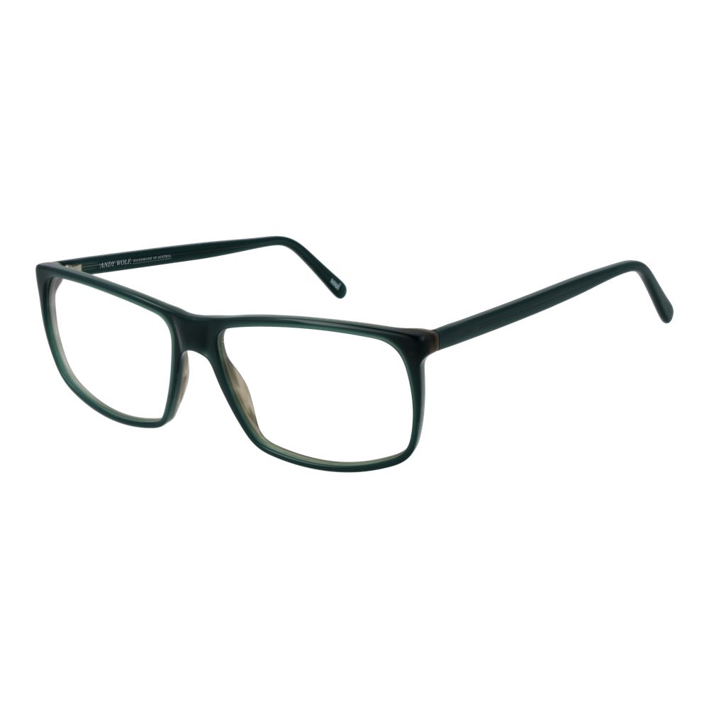 Andy Wolf Green Unisex Glasses Frame, acetate full-rim rectangle with demo lenses, ideal for modern style seekers.