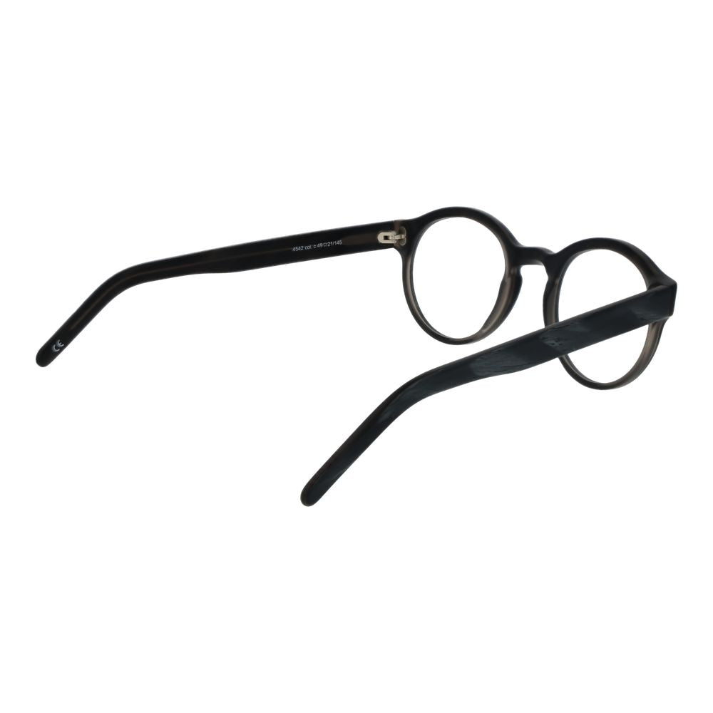 Andy Wolf Gray Unisex Glasses Frame in full-rim acetate, round style. Size 49-21-145 with demo lenses, includes branded case.