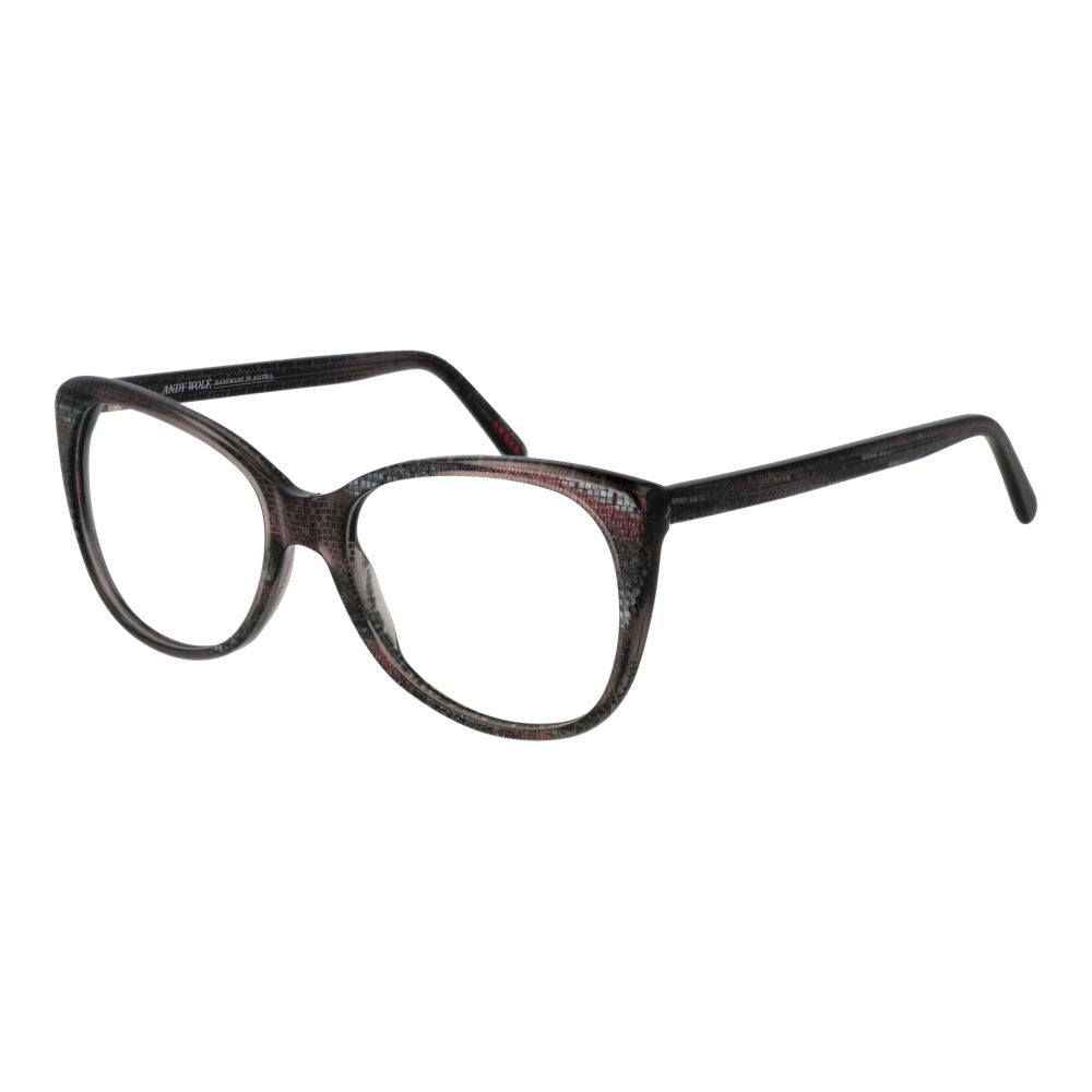 Andy Wolf Gray Unisex Glasses Frame, full-rim acetate with cat eye style, frame width 135mm, lenses width 55mm, demo lenses included.