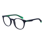 Polaroid Blue Unisex Glasses Frame with full-rim polyamide design, showcasing blue frames and demo plastic lenses.
