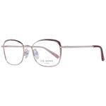 Ted Baker Brown Women Glasses Frame, full-rim stainless steel, rectangle style with branded case, demo lenses, and spring hinge.