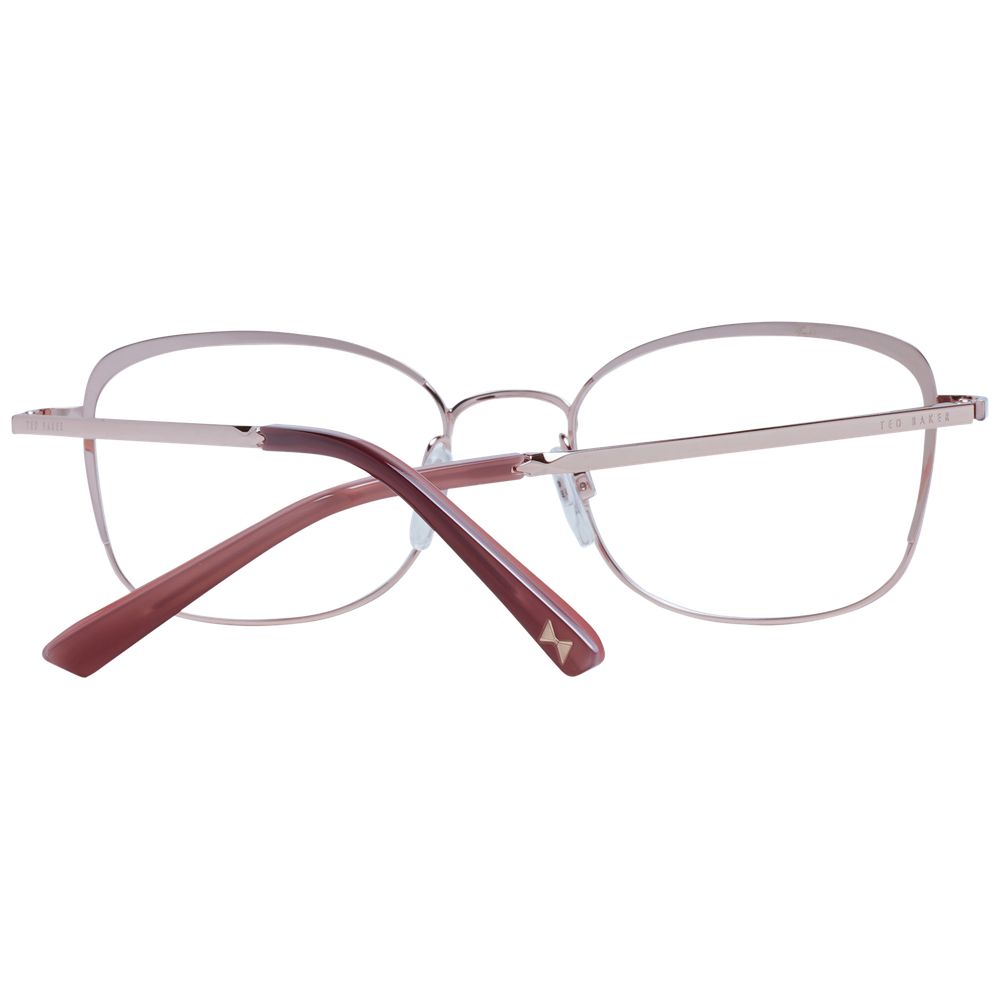 Ted Baker Brown Women Glasses Frame, rectangle full-rim design, stainless steel, brown color, demo lenses, includes branded case.