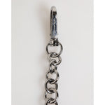 Dolce & Gabbana Black White DG Rubber Logo Silver Men Keychain Keyring