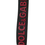 Dolce & Gabbana Black Red DG Logo Polyester Silver Men Keychain Keyring