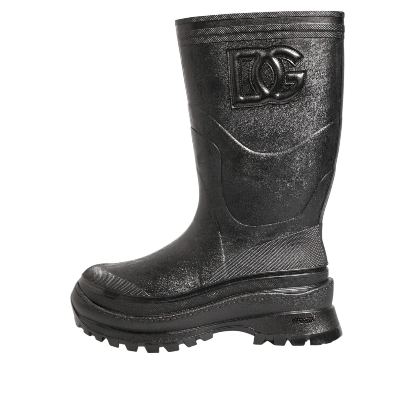 Dolce & Gabbana Metallic Black Pull On Rain Boots Men Shoes