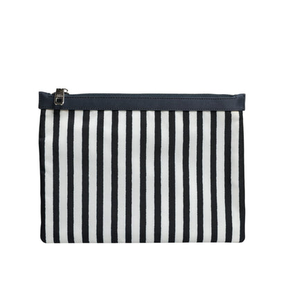 Dolce & Gabbana Black White Striped Logo Plaque Clutch Borse Pouch Bag