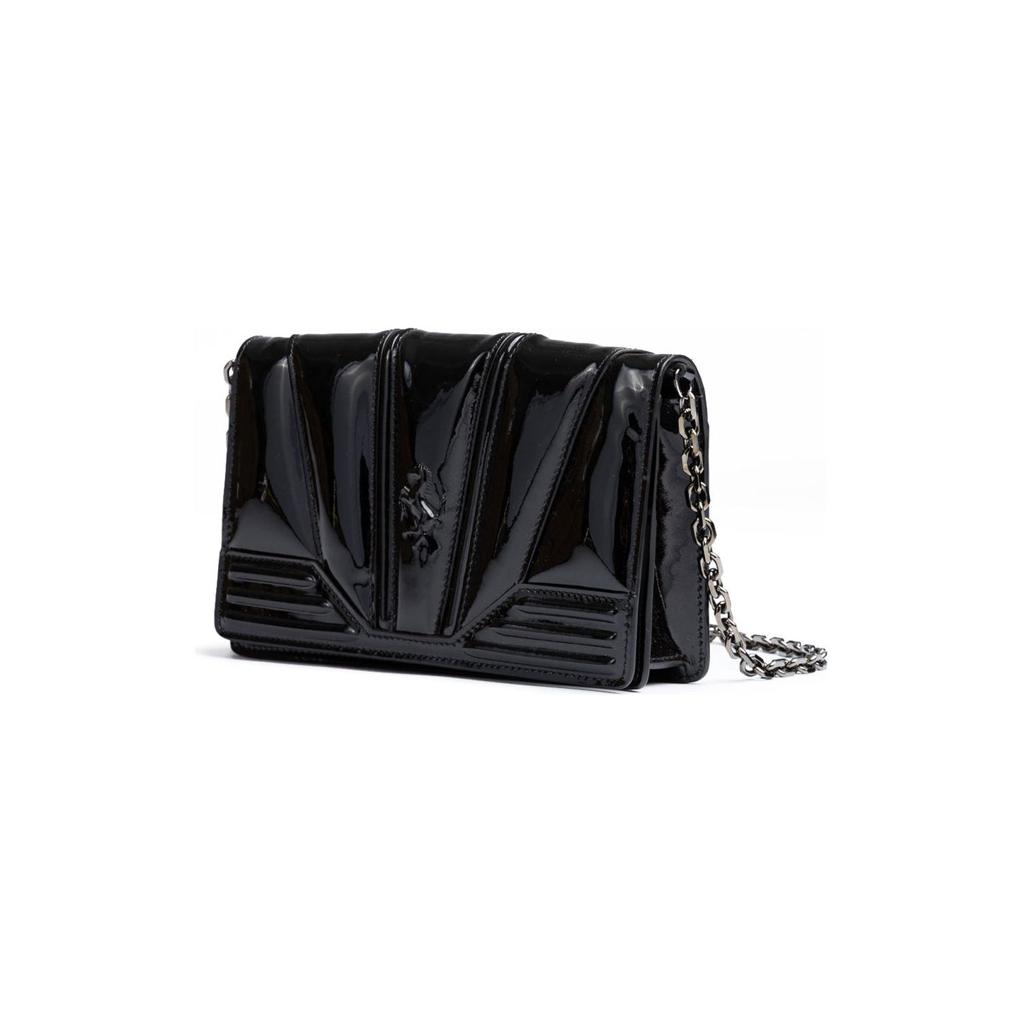 Ferrari Black GT patent leather bag with chain FE8056121179004
