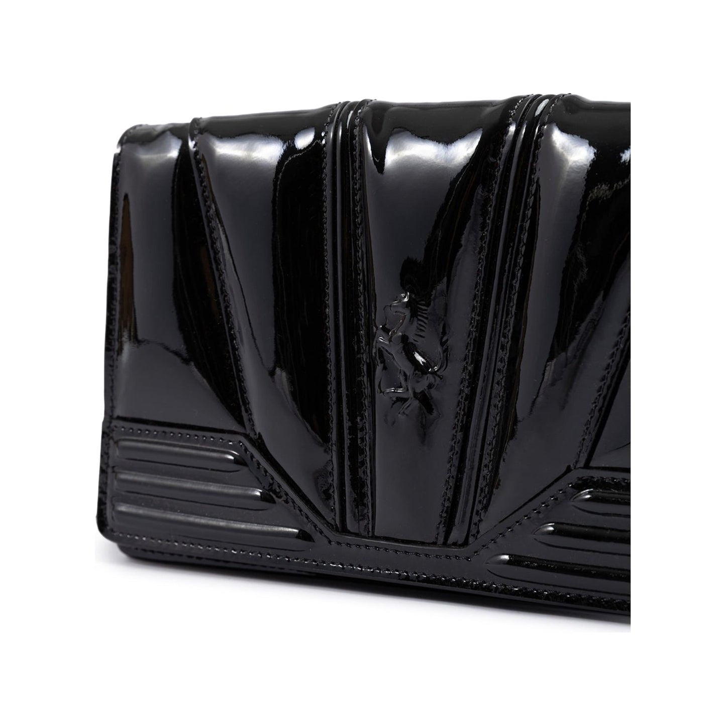 Ferrari Black GT patent leather bag with chain FE8056121179004