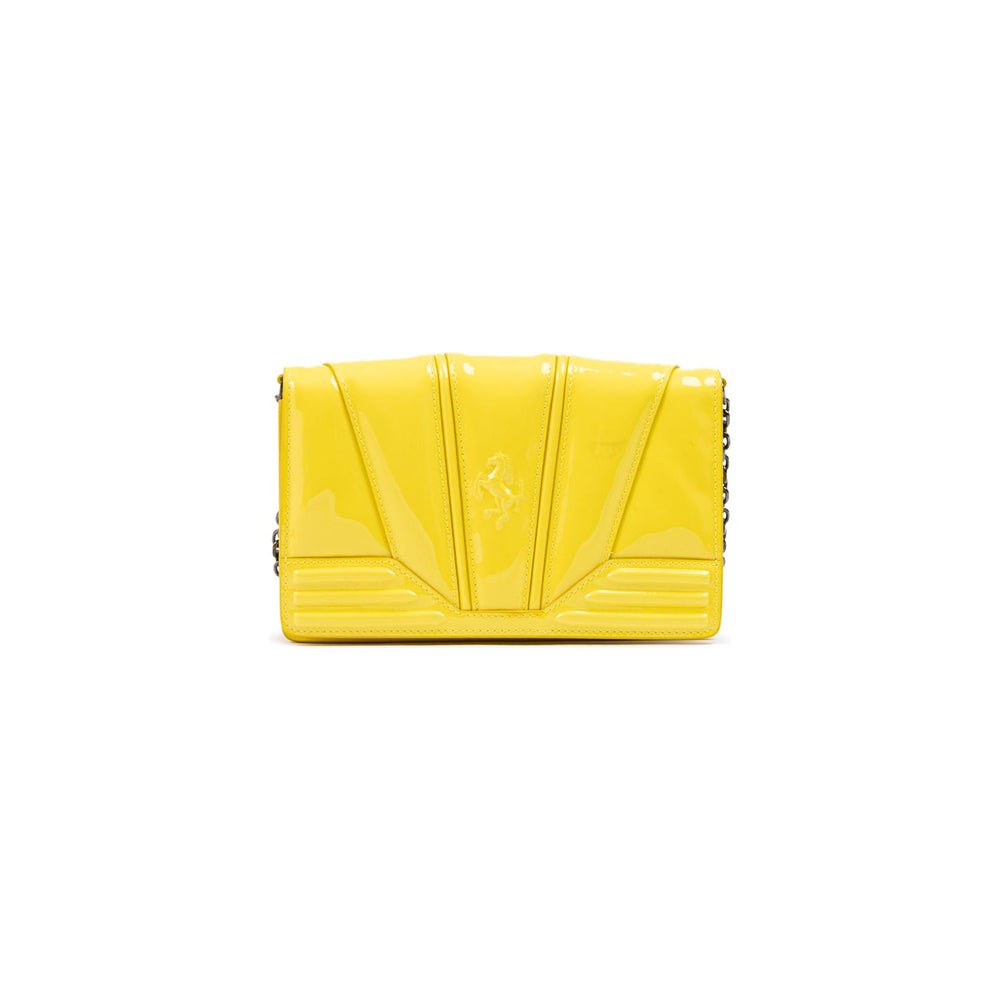 Ferrari Yellow GT patent leather bag with chain FE8056121179035