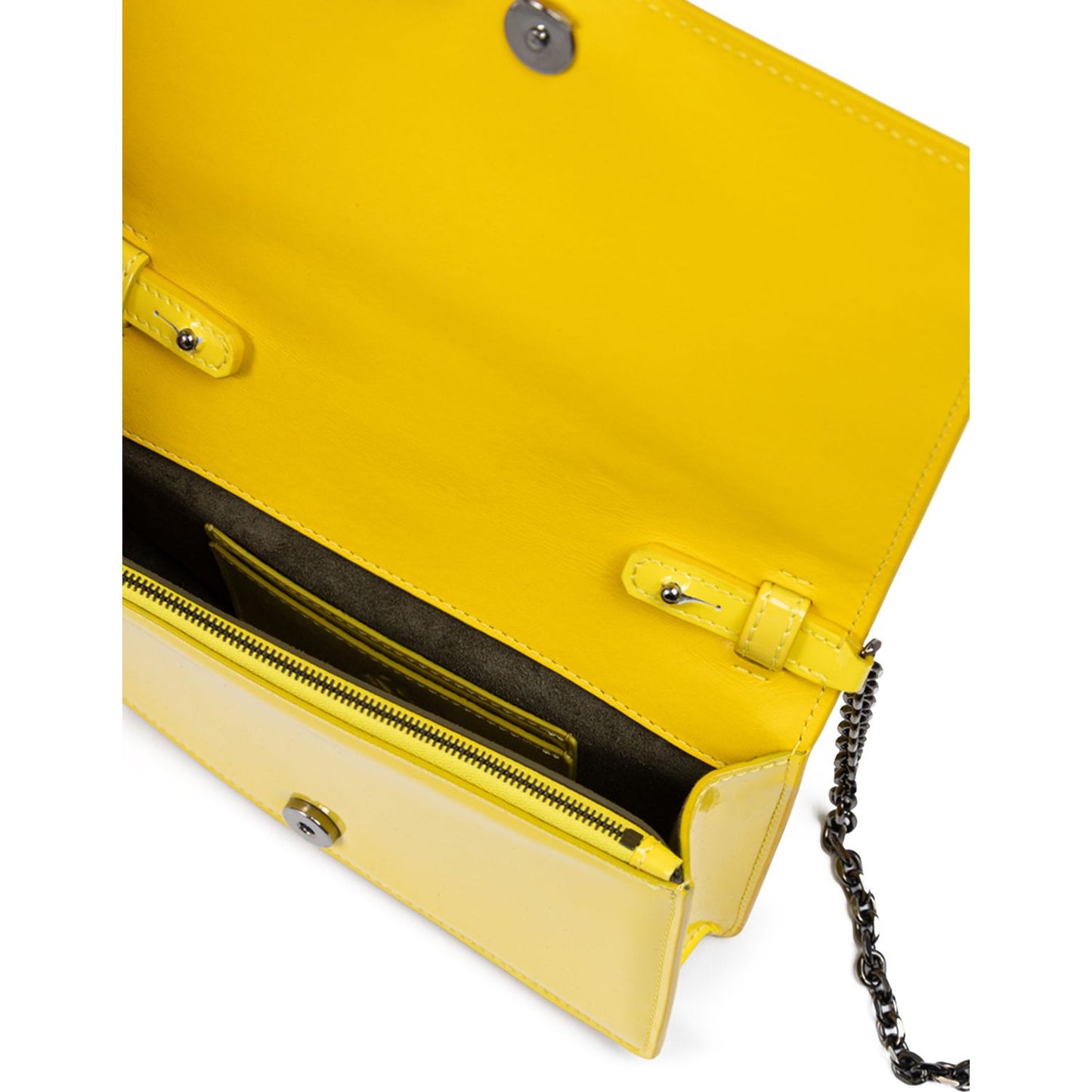 Ferrari Yellow GT patent leather bag with chain FE8056121179035