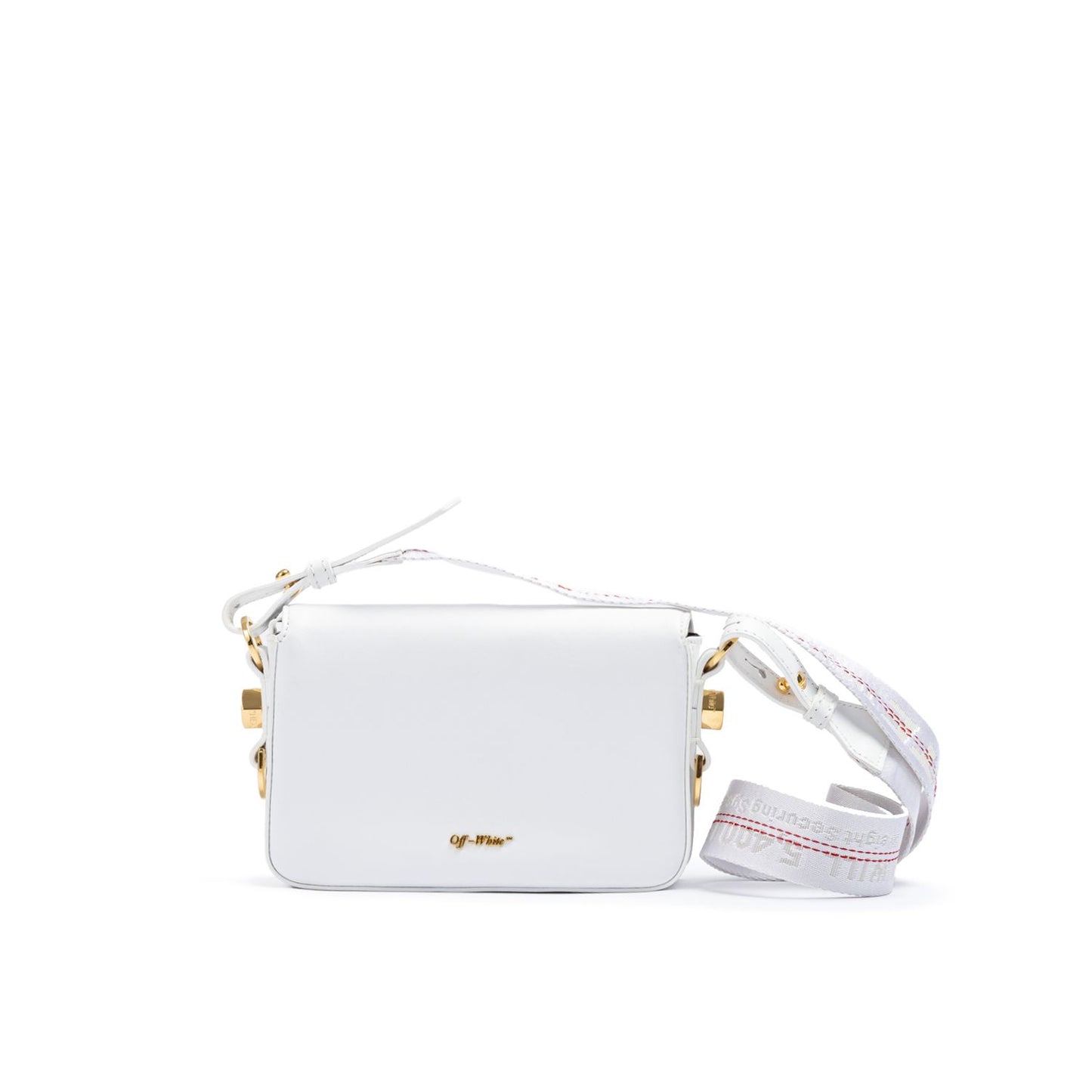 Off-White White/Gold Metallic Stripe Mini Crossbody Bag