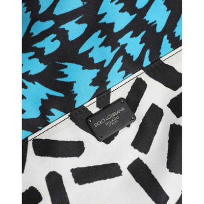 Dolce & Gabbana Multicolor Printed Nylon Logo Plaque Men Clutch Pouch Bag