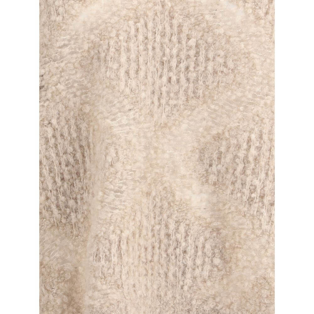 Close-up of Giorgio Armani Cream Cashmere Cashmere Sweater showing texture and elegant design.