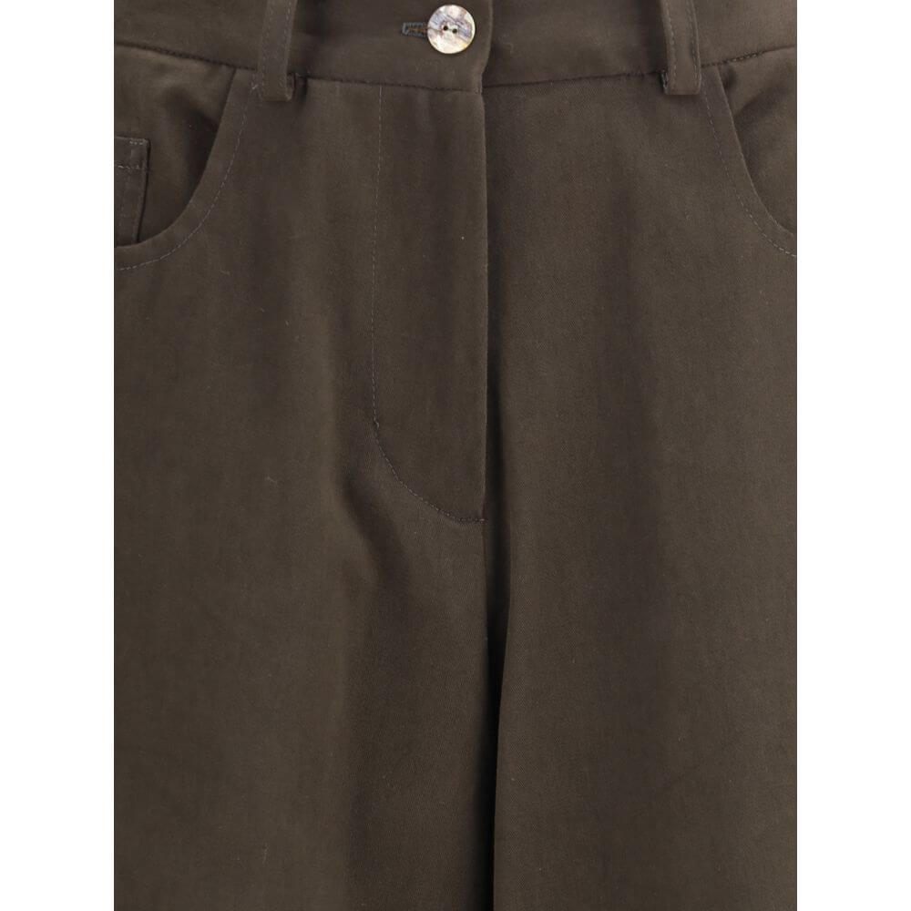 Ella Brown Cotton Casual Pants