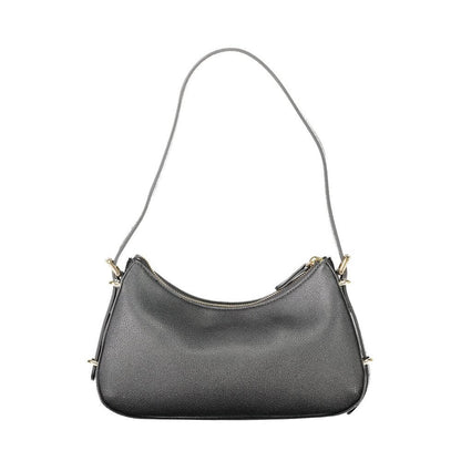 Twinset Black Polyethylene Women Handbag with adjustable strap, showcasing sleek design and zip closure for fashion and versatility.