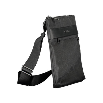 Calvin Klein Black Polyester Shoulder Bag with adjustable strap, featuring external and internal pockets, made from 100% recycled polyester.
