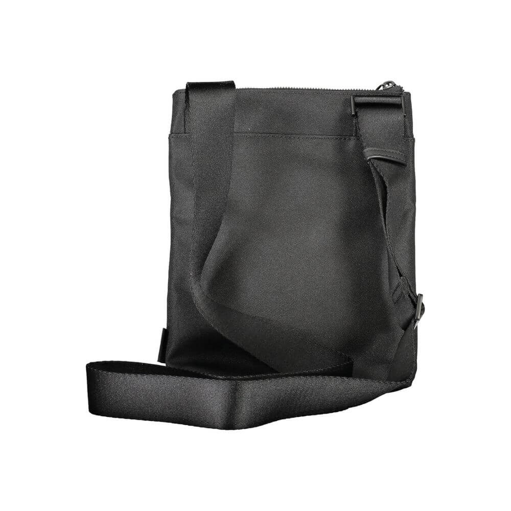 Calvin Klein Black Polyester Shoulder Bag with adjustable strap, external and internal pockets, and contrasting details.