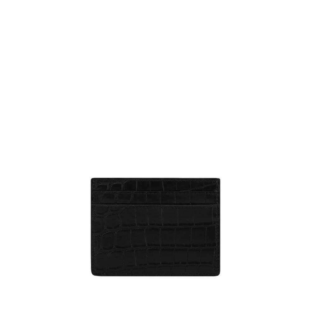 Saint Laurent Black Calf Leather Bos Taurus Wallet with animal-effect print and brand monogram, AW25 collection.