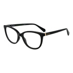 Polaroid Black Unisex Glasses Frame with full-rim style and demo lenses, 53-12-145 size, polyamide frame material, rectangle shape.