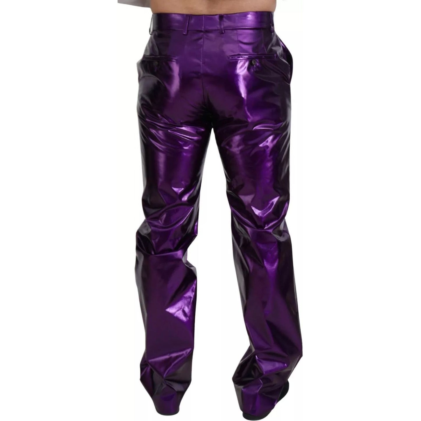 Dolce & Gabbana Purple Metallic Nylon Straight Trouser Pants PAN74277-46