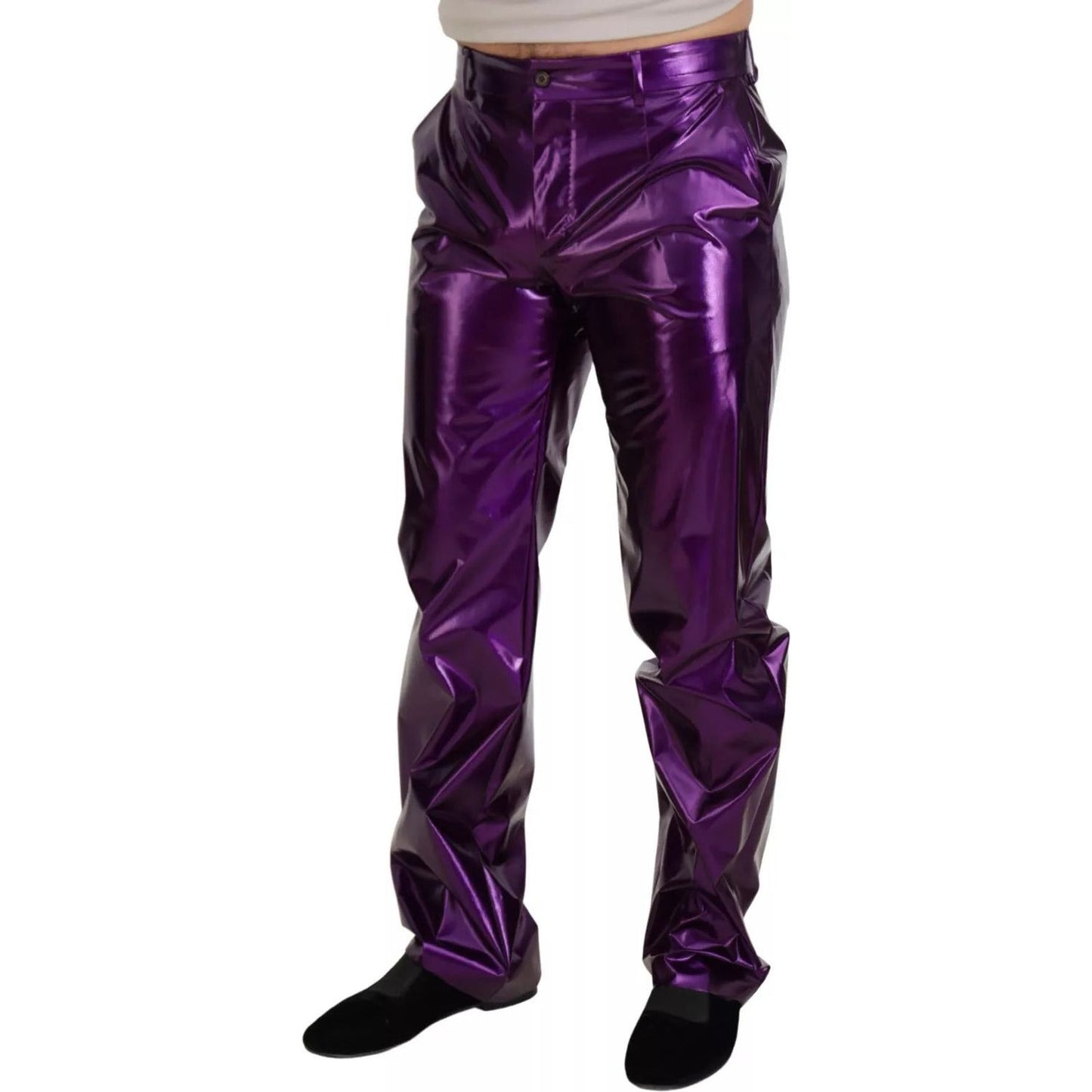 Dolce & Gabbana Purple Metallic Nylon Straight Trouser Pants PAN74277-46