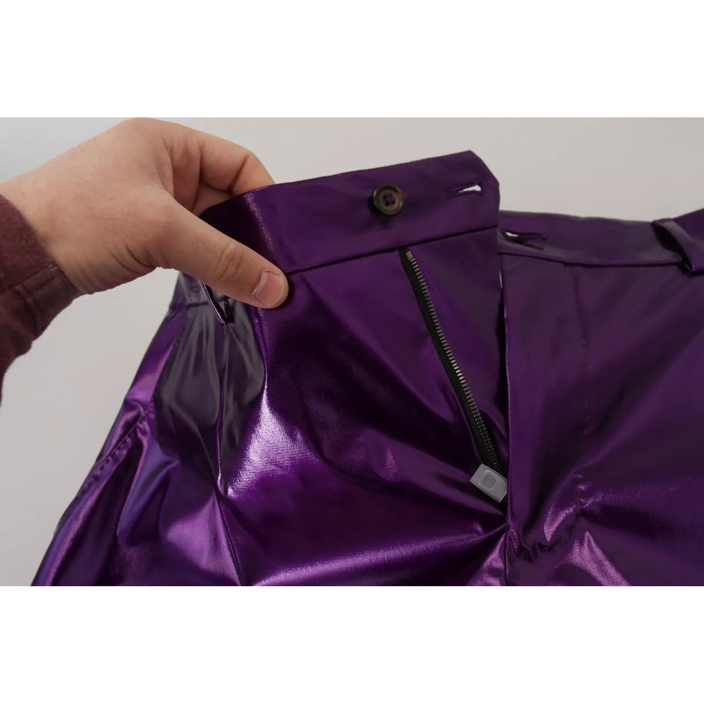Dolce & Gabbana Purple Metallic Nylon Straight Trouser Pants PAN74277-46
