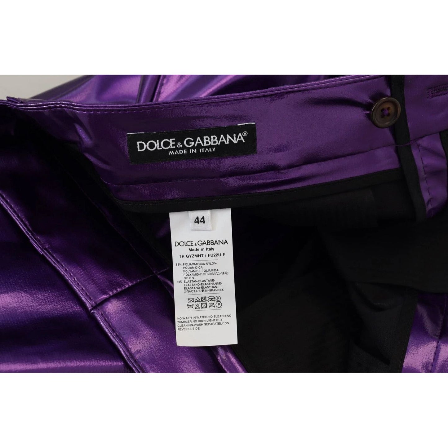 Dolce & Gabbana Purple Metallic Nylon Straight Trouser Pants PAN74277-46