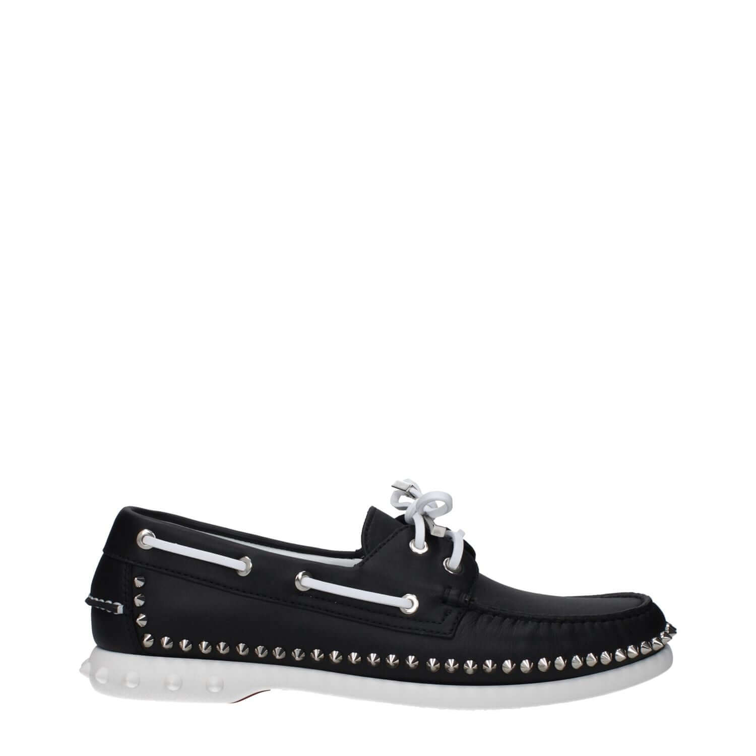 Christian Louboutin Black Leather Slip-On Loafers