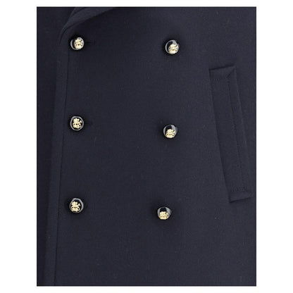 Valentino Blue Fleece Wool Coat