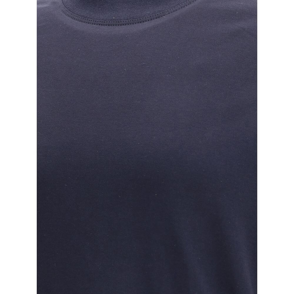 Brunello Cucinelli Blue Cotton Long Sleeve T-Shirt