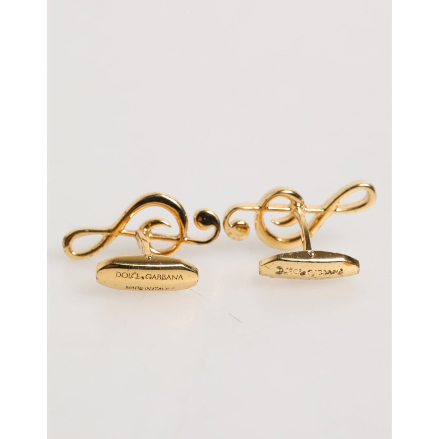 Dolce & Gabbana Gold Musical Note Metal Brass Pin Men Accessory Cufflinks