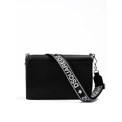 Dsquared² Black Leather Messenger Bag