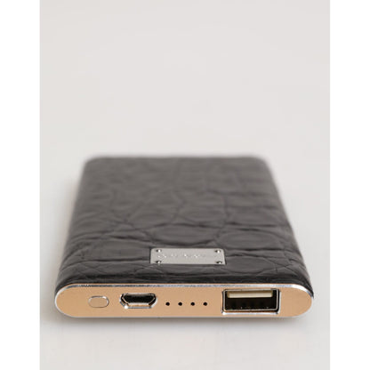 Dolce & Gabbana Black Leather Exotic 3000mAh Power Bank Charger USB