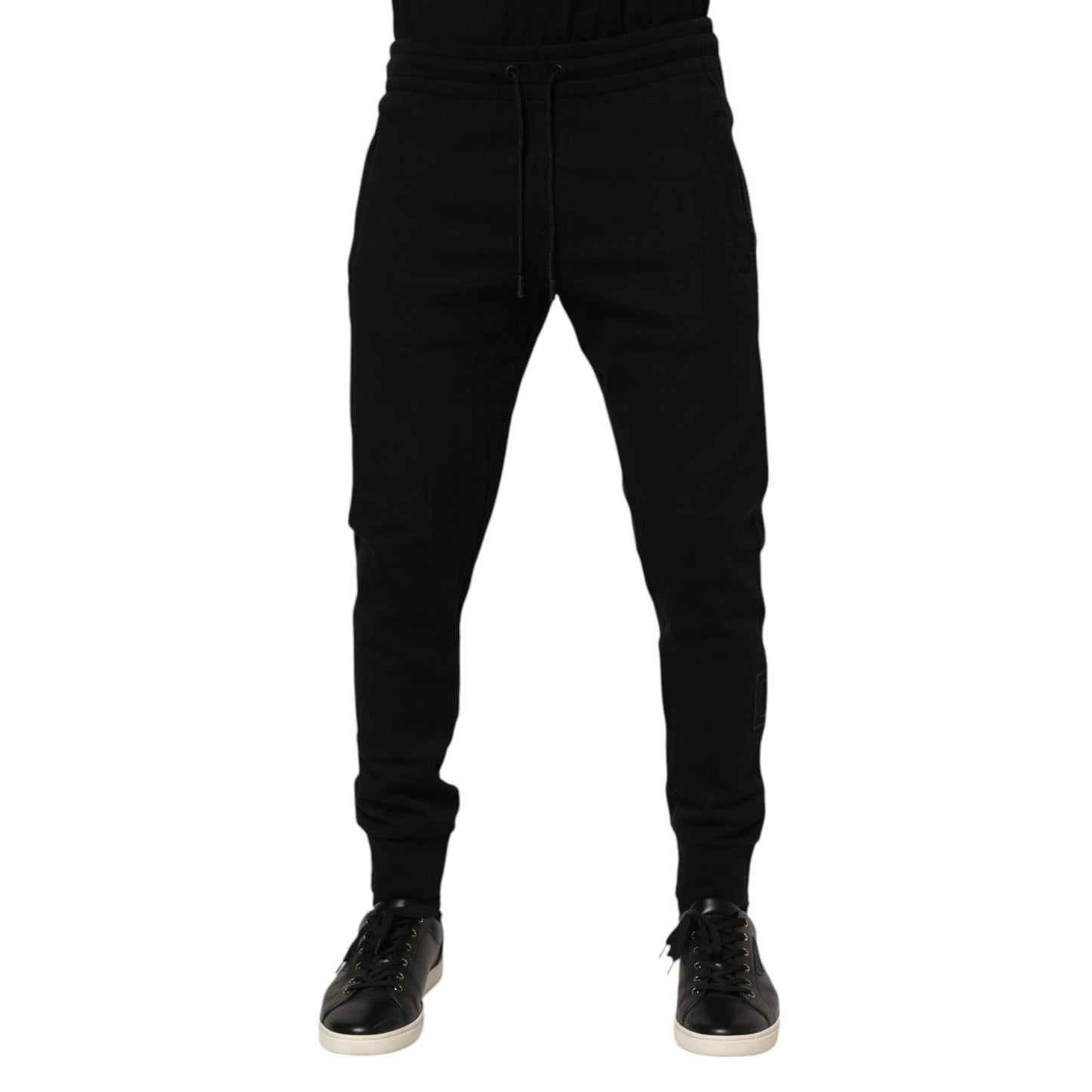Dolce & Gabbana Black Cotton Jogger Jogging Men Trouser Pants showing front design