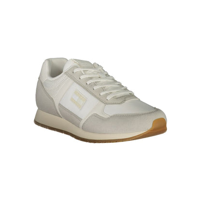 Tommy Hilfiger White Polyester Men Sneaker with classic lace-up design and logo