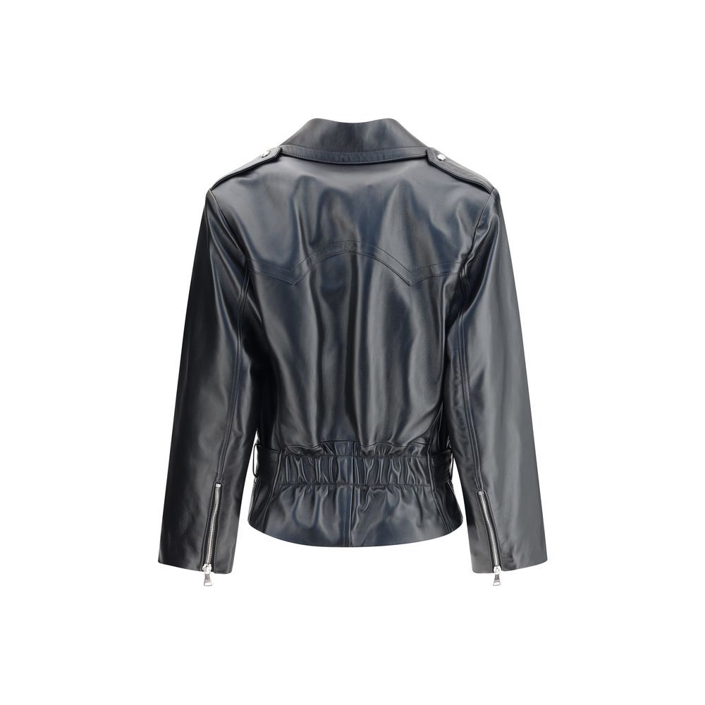 Alessandra Rich Black Leather Biker Jacket