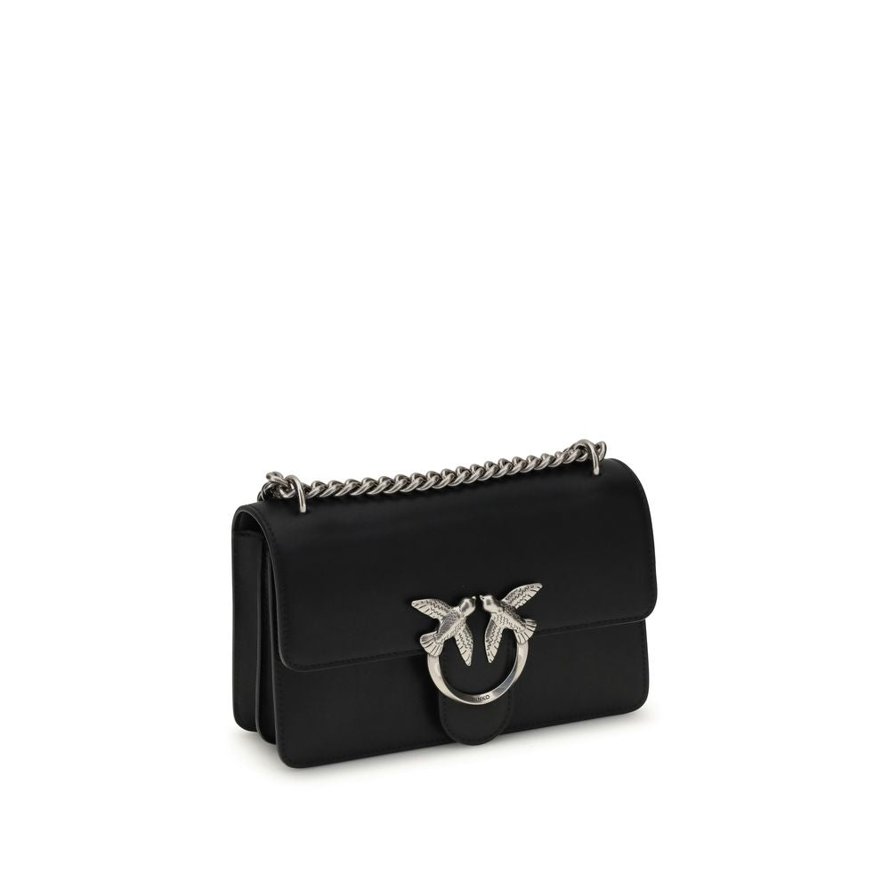 PINKO Black Calf Leather Bos Taurus Shoulder Bag