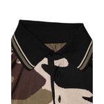 Dolce & Gabbana Camouflage Brown Silk Military Polo T-shirt with black collar and button detail