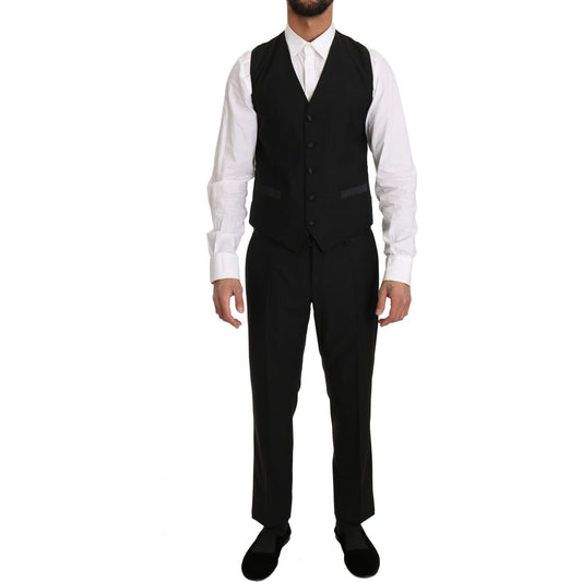 Dolce & Gabbana Sleek Black Slim Fit Formal Vest Dolce & Gabbana Black